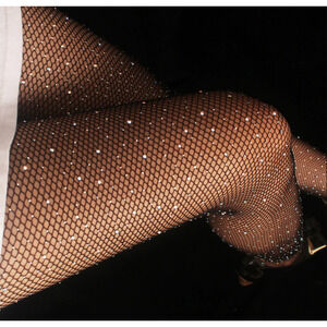 Iridescent Rhinestone Fishnet tights